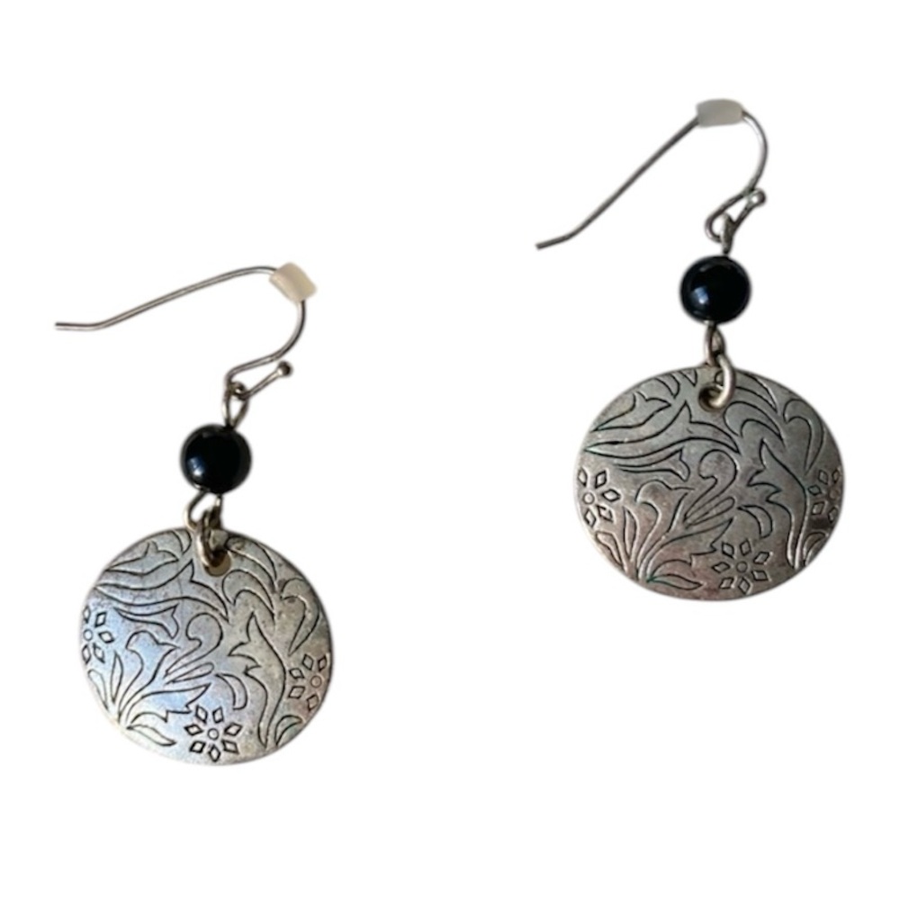 Lia Sophia sterling silver & black dangle earrings